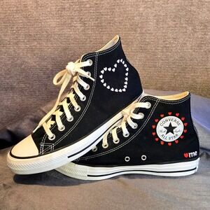 Converse Chuck Taylor All Star High Top Sneakers Black Made With Love Women 10